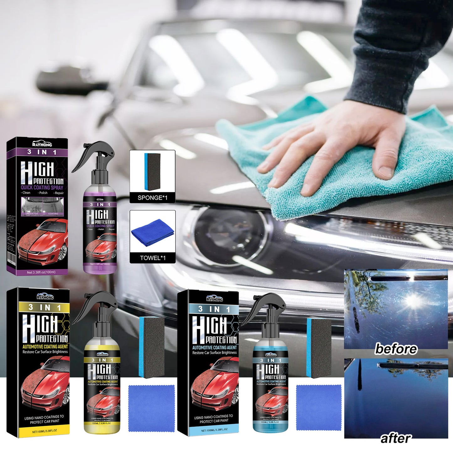 3-in-1 Magic Car Coating: Instant Scratch Repair + Paint Protection + Showroom Shine