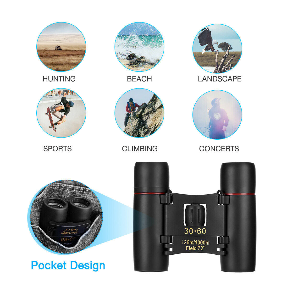 Eagle Eye 30x60 Zoom Binoculars for Hunting