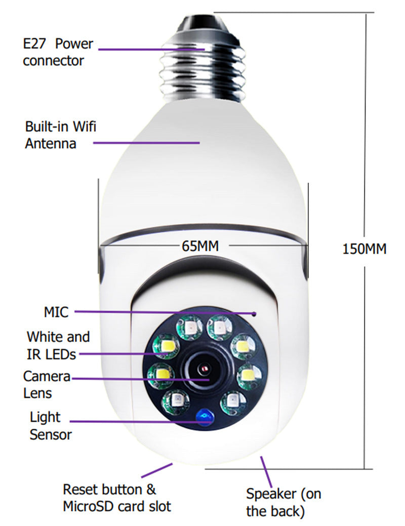 360° WIFI Bulb Camera with Night Vision!