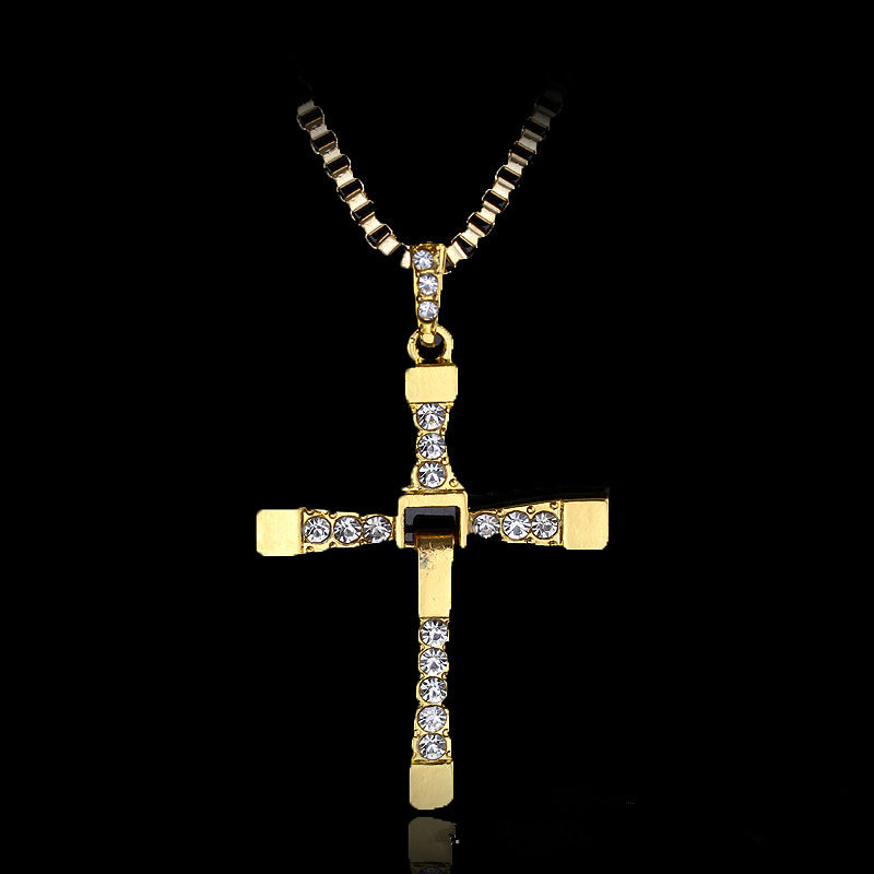 Fast & Furious Rhinestone Cross Necklace