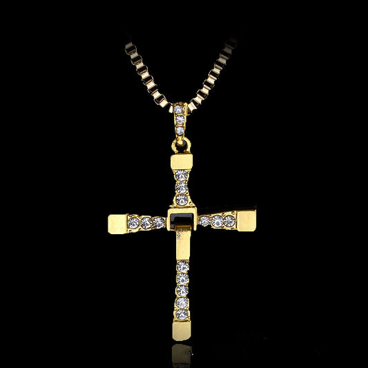 Fast & Furious Rhinestone Cross Necklace