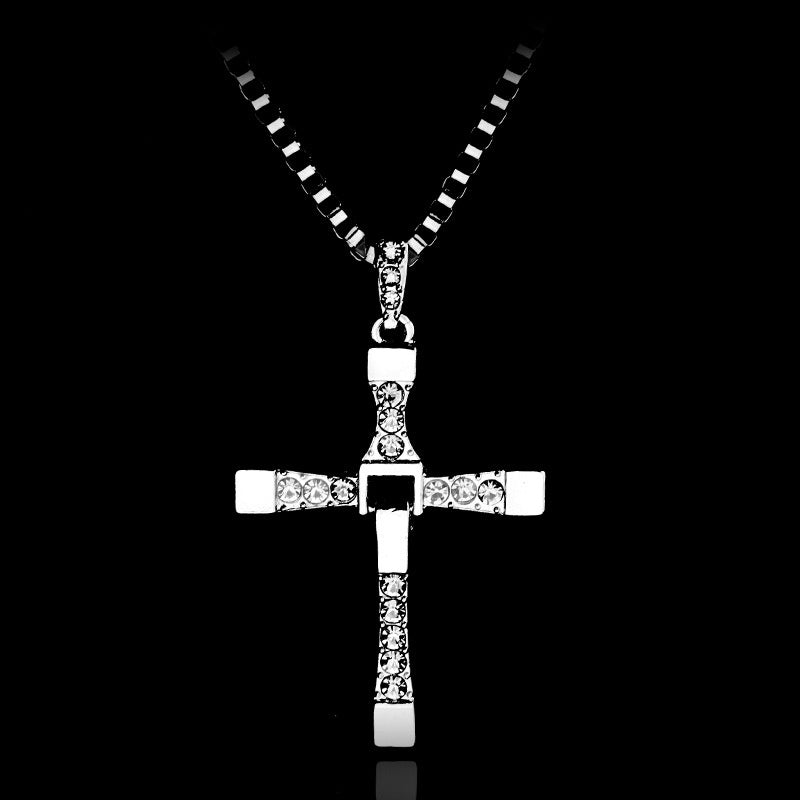 Fast & Furious Rhinestone Cross Necklace