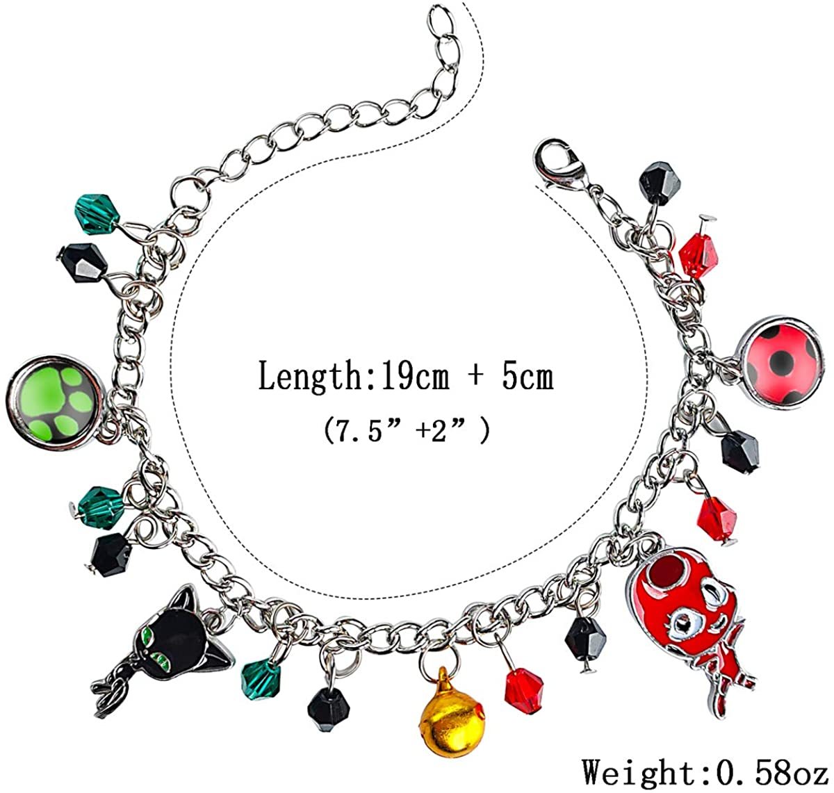 Ladybug Cat Charm Bracelet