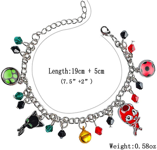 Ladybug Cat Charm Bracelet