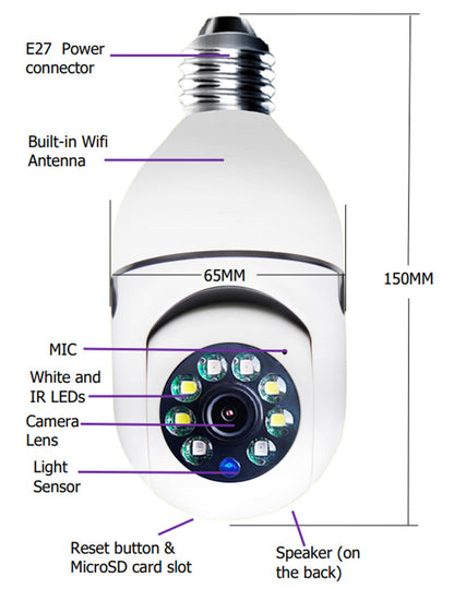360° WIFI Bulb Camera with Night Vision!
