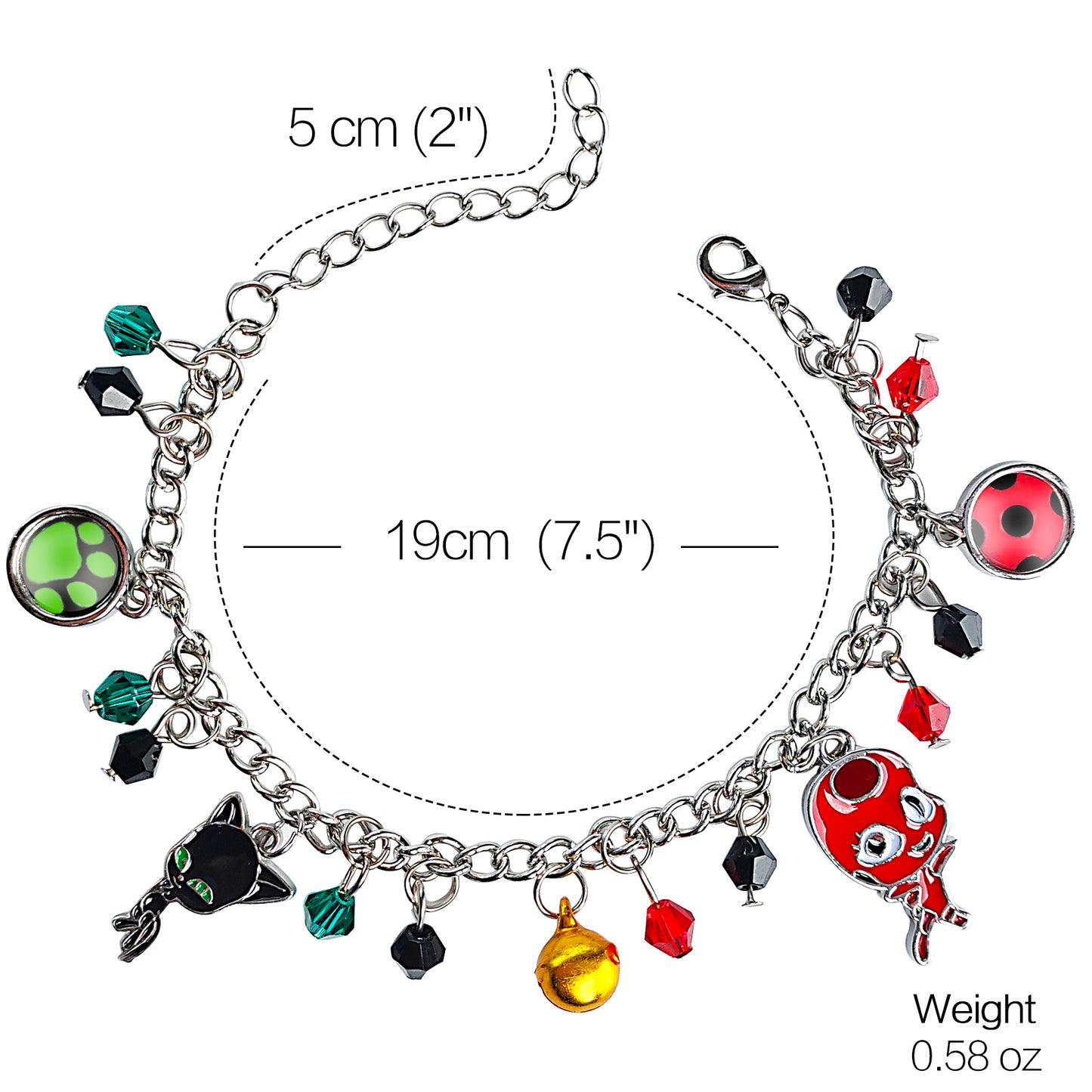 Ladybug Cat Charm Bracelet